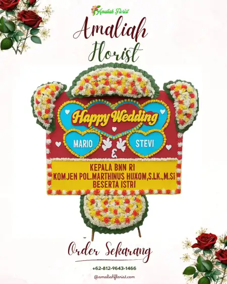 Papan Bunga Pernikahan Burung Dinang
